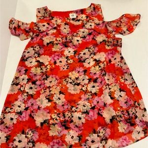 Cabi flutter-sleeve peek-a-boo shoulder blouse